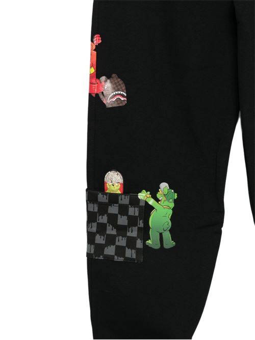 Pantalone jogger bambino Sprayground nero con stampa grafica Sprayground kids | SPY1497GX
